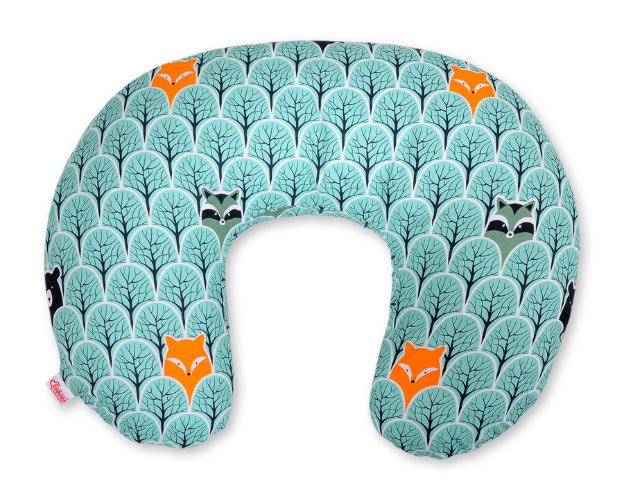 Breastfeeding Pillow Nursing Croissant Pillow, removable, Hands-Free Feeding- mint forest