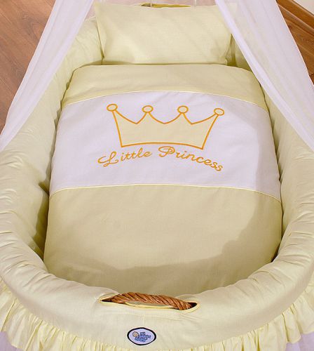 Moses Basket/Wicker hood crib- Little Prince Princess cream
