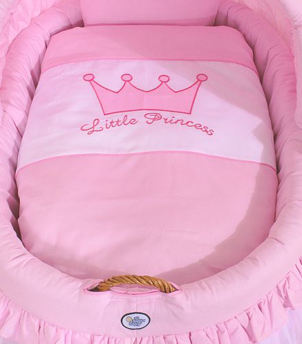 Moses Basket Wicker hood crib- Little Princess pink