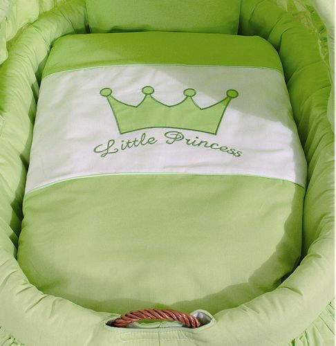 Moses Basket/Wicker hood crib- Little Princess green