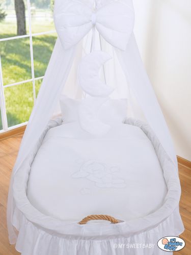 Moses Basket/Wicker drape crib- Good night white