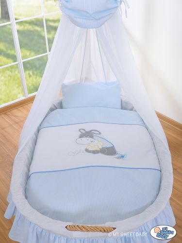 Moses Basket/Wicker drape crib- Donkey Luca blue