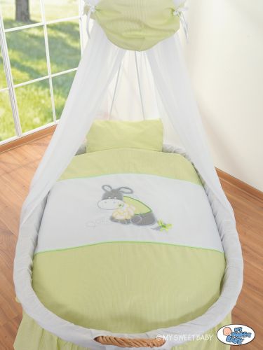 Moses Basket/Wicker drape crib- Donkey Luca green