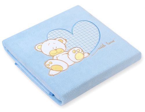 Polar fleece blanket for babies - Milo- Teddy Bear with Heart blue