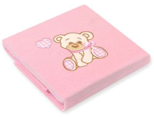 Polar fleece blanket for babies - Bear with bow pink