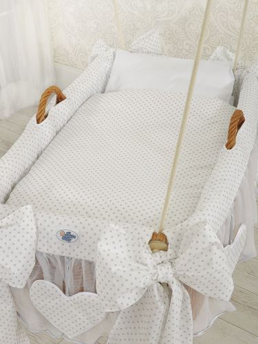 Moses Basket Hanging crib - Grey dots