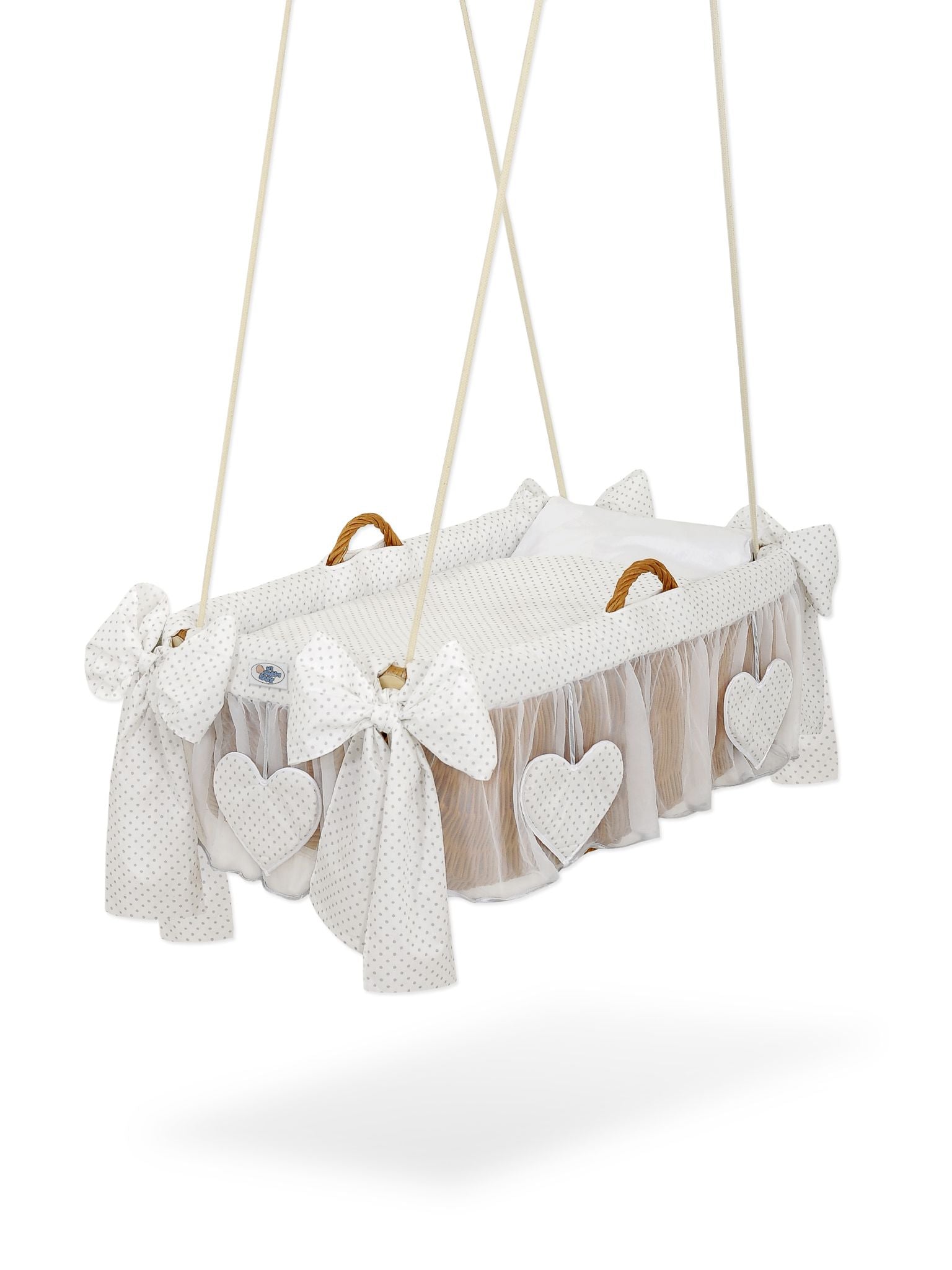 Moses Basket Hanging crib - Grey dots