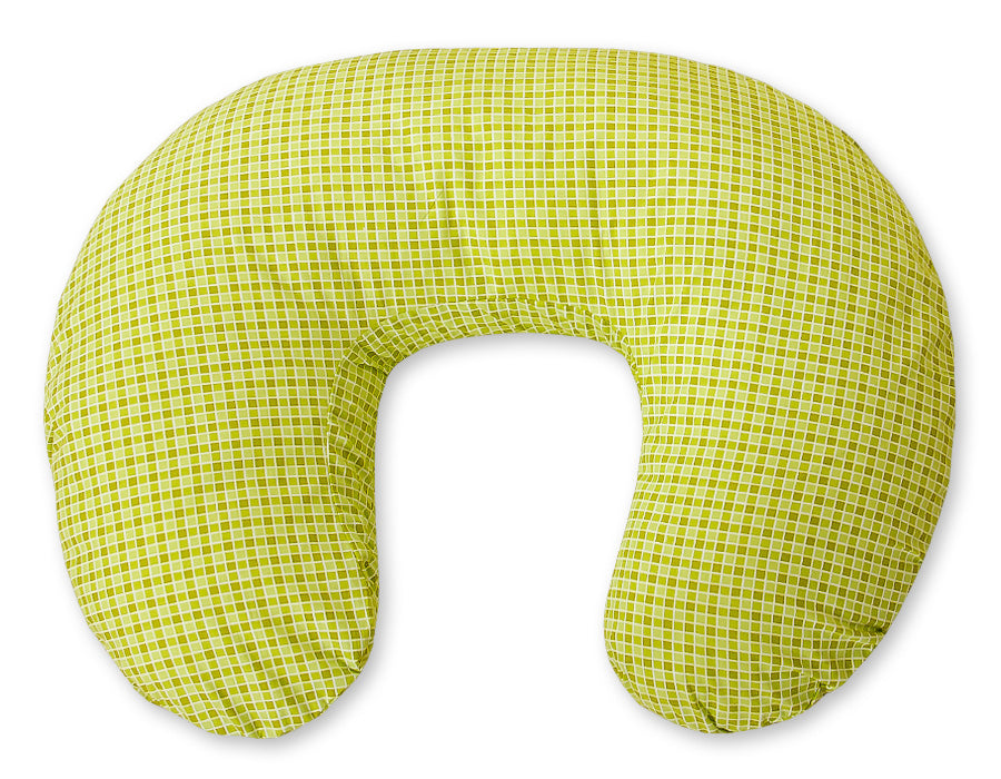 Breastfeeding Pillow Nursing Croissant Pillow, removable, Hands-Free Feeding - green checkered