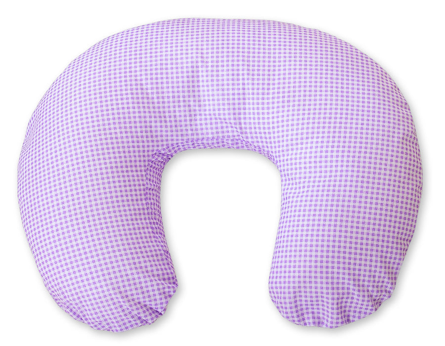 Breastfeeding Pillow Nursing Croissant Pillow, removable, Hands-Free Feeding - lilac checkered