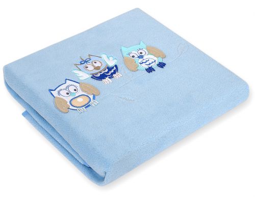Polar fleece blanket for babies - Owls Bigi Zibi & Adele- bright blue