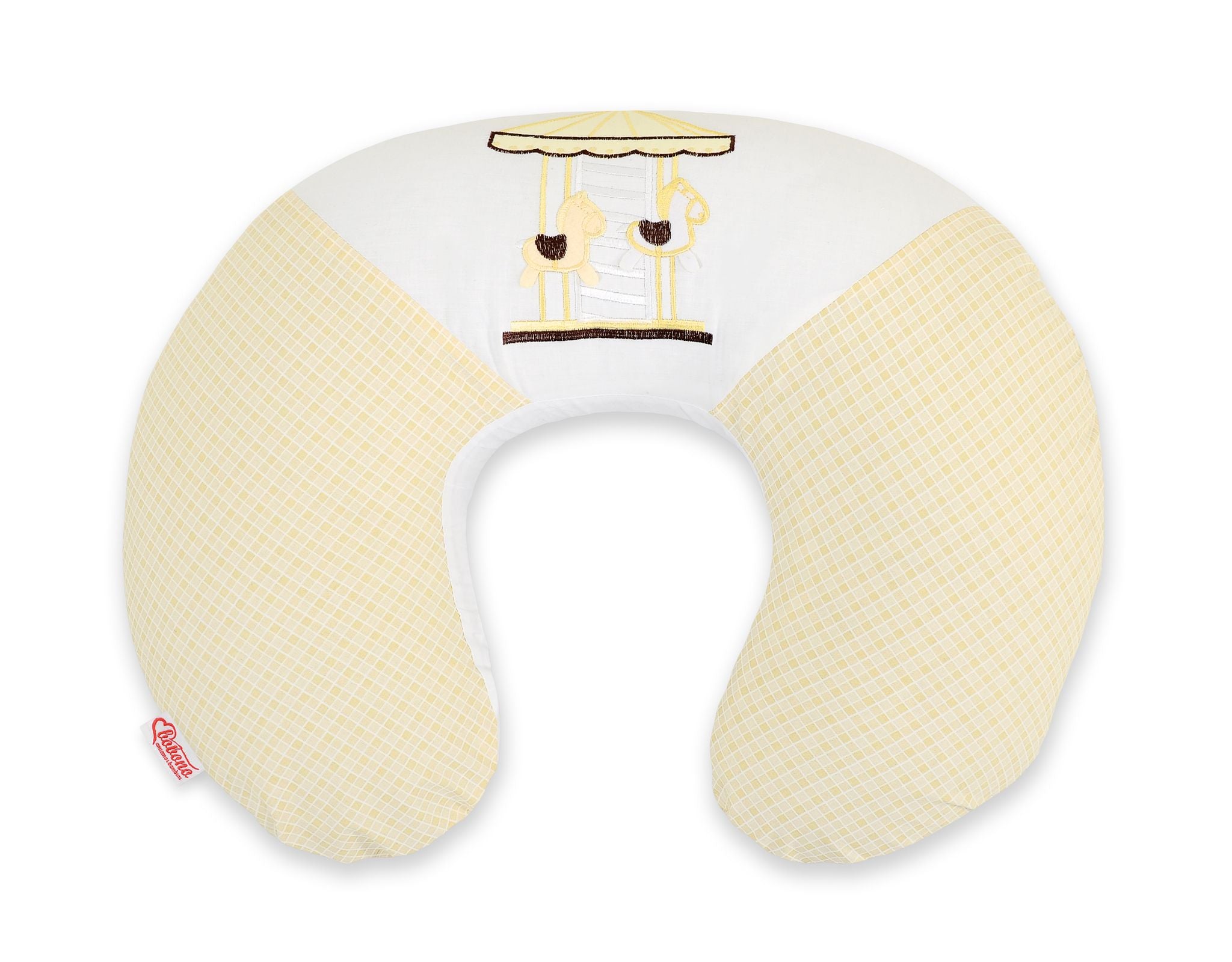 Breastfeeding Pillow Nursing Croissant Pillow, removable, Hands-Free Feeding- carousel cream