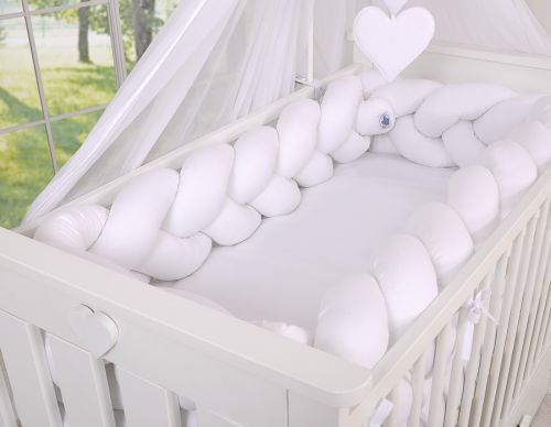 Wooden baby cot 120x60cm Lorenzo III white, with teething rail