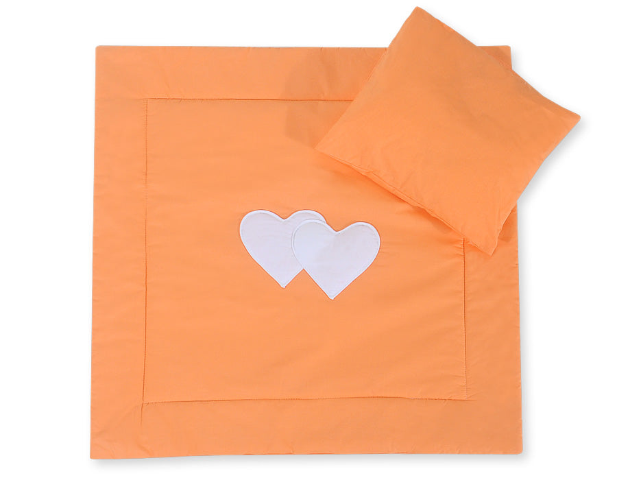 Pram bedding set with duvet and pillow 2pcs - Hearts orange