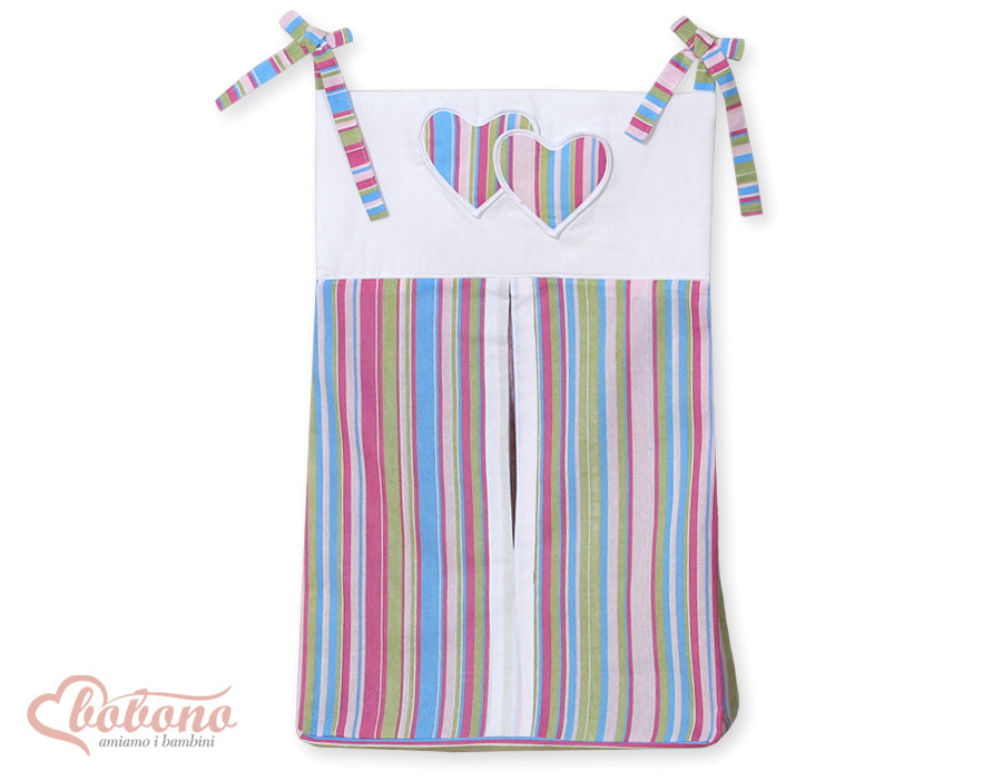 Diaper bag- Hanging Hearts lilac strips