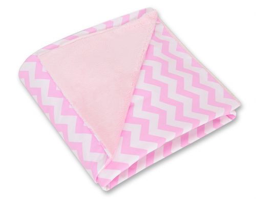 Big double-sided car seat blanket for babies - Chevron pink
