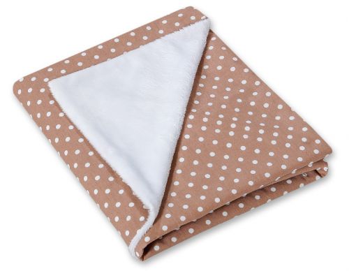 Big double-sided car seat blanket for babies - White dots on brown