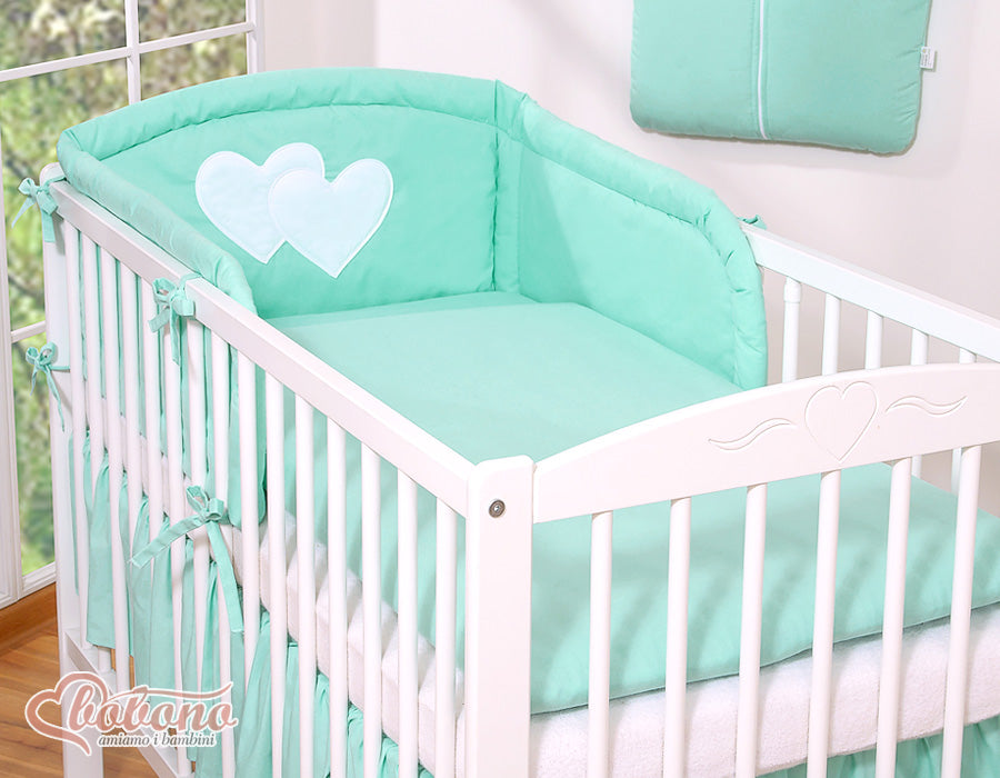 Bedding set 3-pcs 120x90 - Hanging Hearts mint