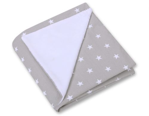 Big double-sided car seat blanket for babies - Stars grey