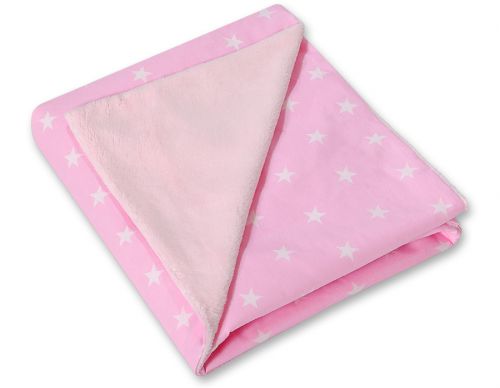 Big double-sided car seat blanket for babies - Pink stars