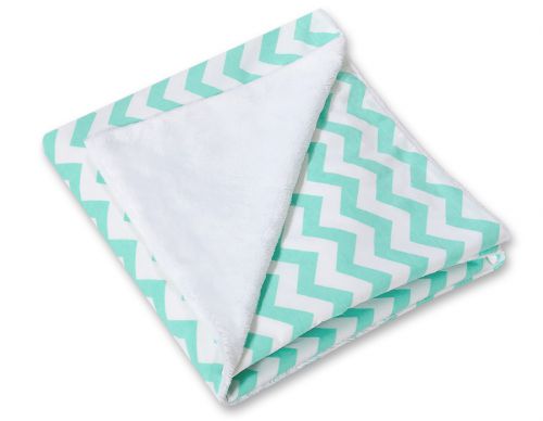 Big double-sided car seat blanket for babies - Chevron mint