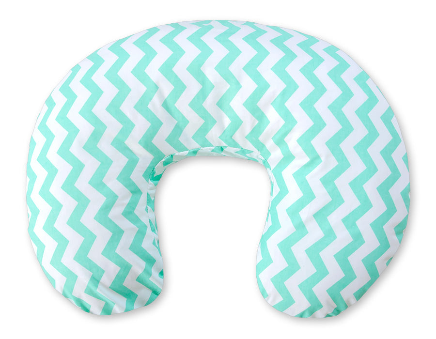 Breastfeeding Pillow Nursing Croissant Pillow, removable, Hands-Free Feeding - chevron mint