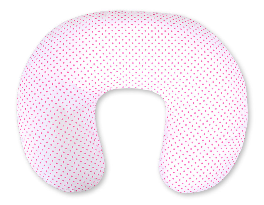 Breastfeeding Pillow Nursing Croissant Pillow, removable, Hands-Free Feeding - Pink dots