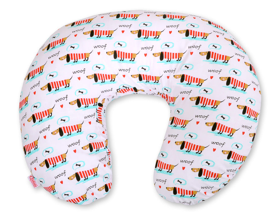 Breastfeeding Pillow Nursing Croissant Pillow, removable, Hands-Free Feeding- doggies