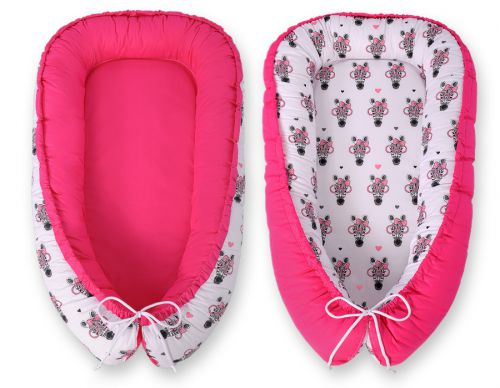Baby nest double-sided Premium Cocoon for infants BOBONO- pink zebras