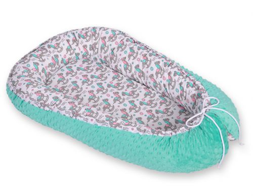 Baby nest double-sided Premium Cocoon for infants BOBONO minky- hedgehogs mint