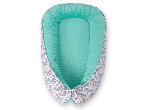 Baby nest double-sided Premium Cocoon for infants BOBONO minky- hedgehogs mint