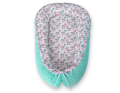 Baby nest double-sided Premium Cocoon for infants BOBONO minky- hedgehogs mint