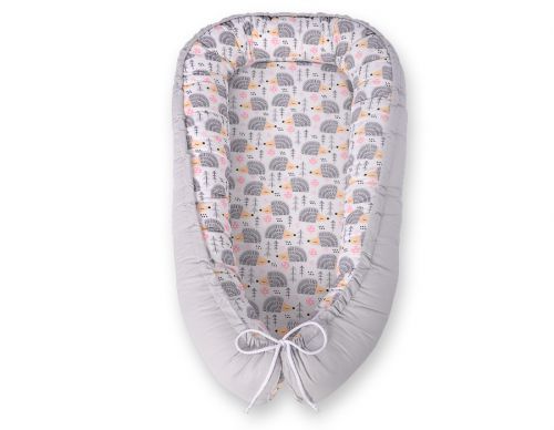 Baby nest double-sided Premium Cocoon for infants BOBONO- hedgehogs grey