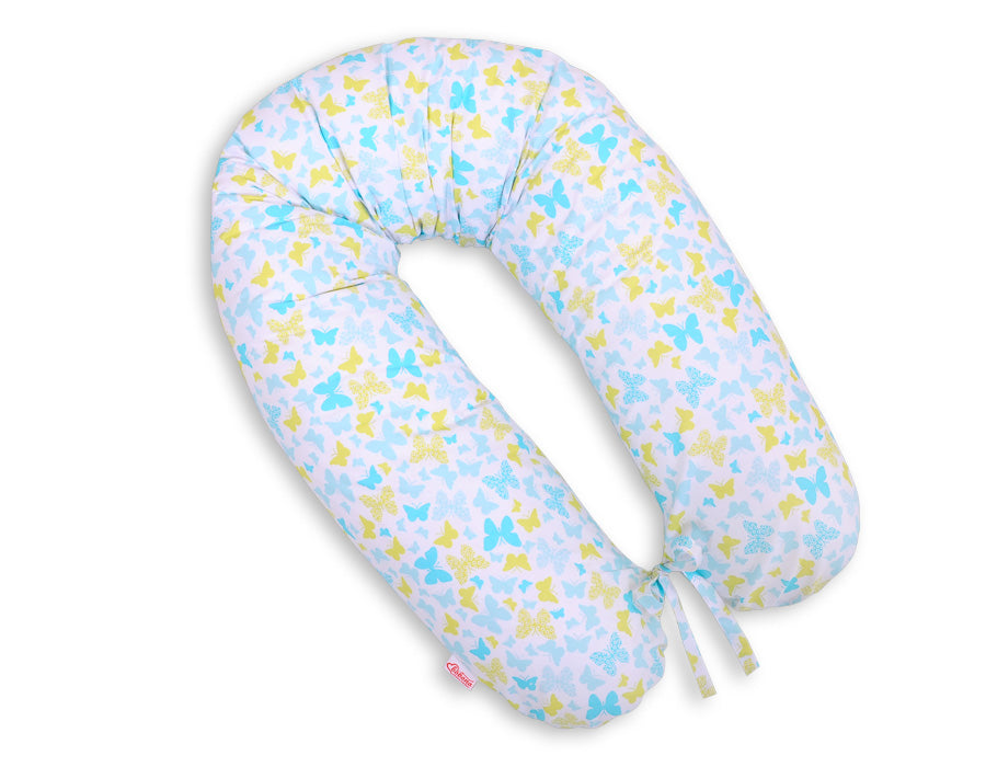 Pregnancy pillow- Longer, removable pillowcase - Blue butterflies