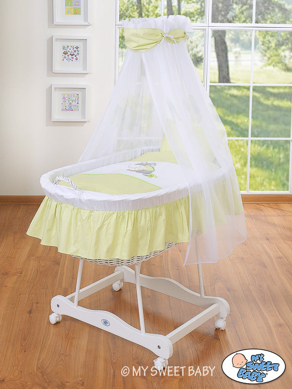Moses Basket/Wicker drape crib- Donkey Luca green