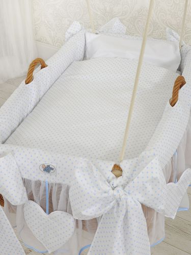 Moses Basket Hanging crib - Blue dots