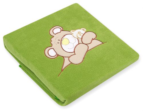 Polar fleece blanket for babies - Teddy Bear Barnaba green