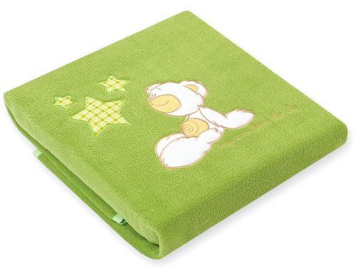 Polar fleece blanket for babies - Carlo- Teddy Bear with Stars green