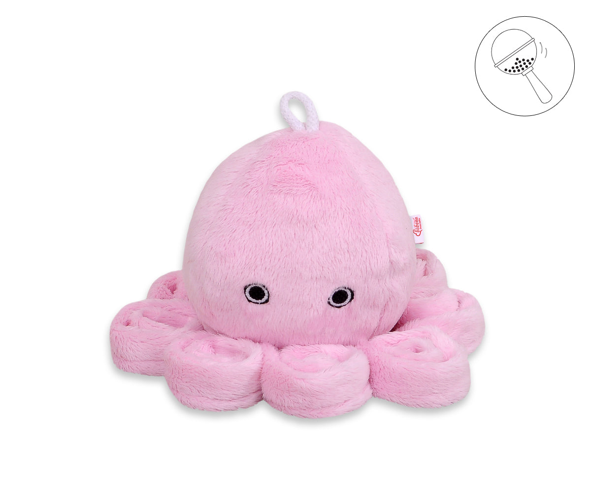 Cuddly octopus with rattle - pink - smooth minky