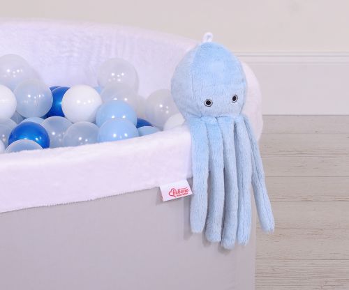 Cuddly octopus with rattle - blue - smooth minky