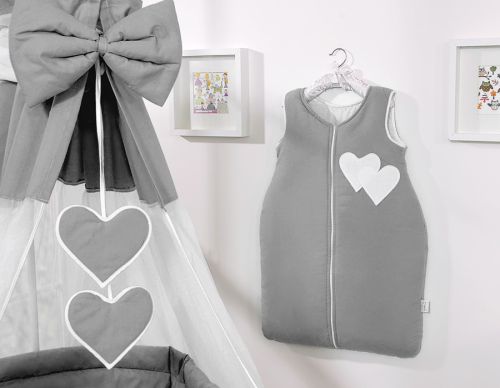 Cotton sleeping bag for children, size M, 6-12 months, TOG 2.5, all-season, hearts anthracite