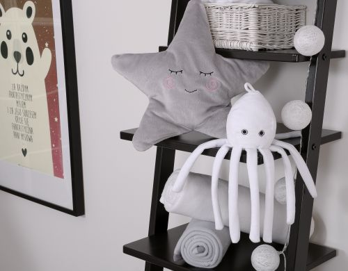 Cuddly octopus with rattle - white - smooth minky