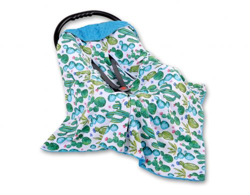 Big double-sided car seat blanket for babies - cactus