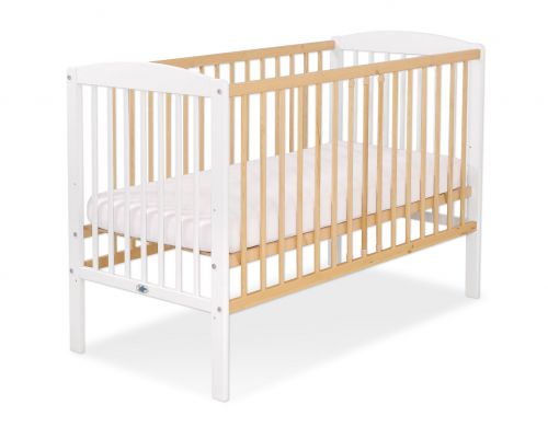 Wooden baby cot 120x60cm Leonardo white - natural wood