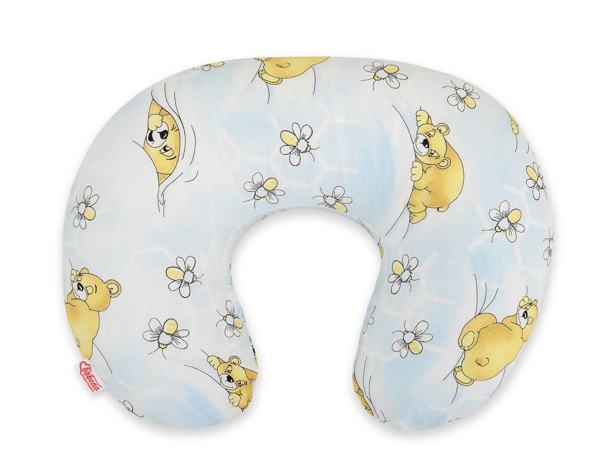 Breastfeeding Pillow Nursing Croissant Pillow, removable, Hands-Free Feeding- sleeping blue bears