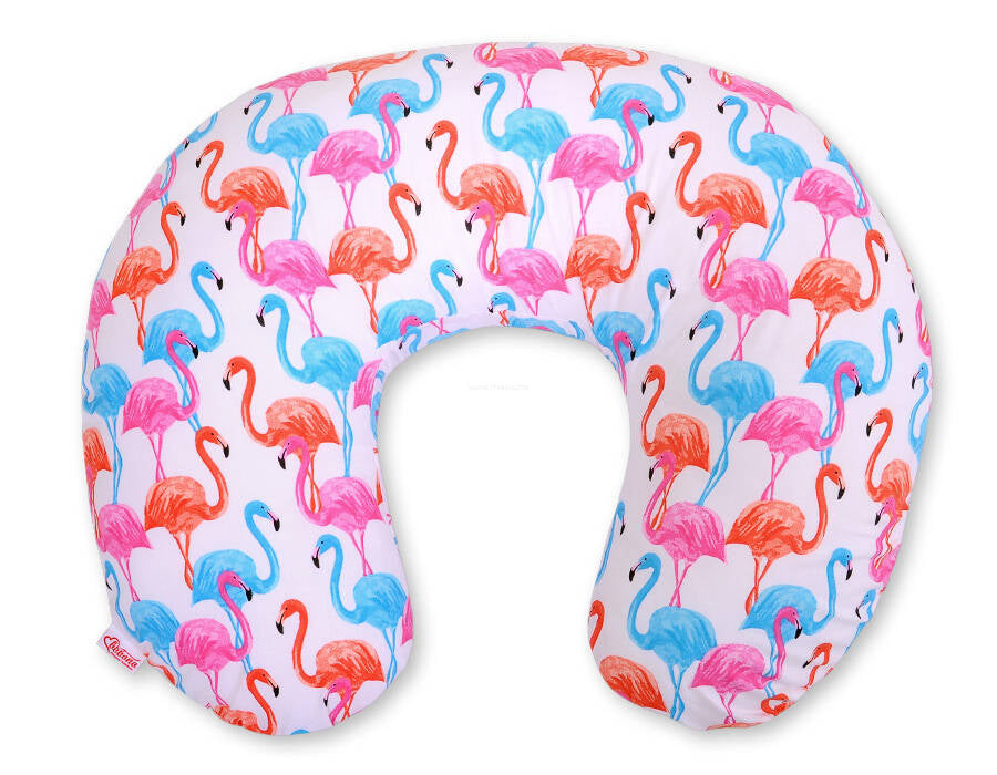 Breastfeeding Pillow Nursing Croissant Pillow, removable, Hands-Free Feeding- flamingo