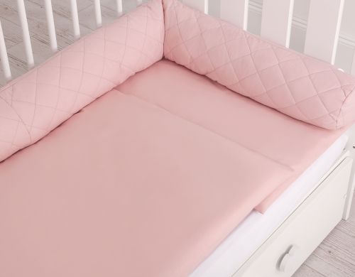 2-in-1 - Baby nest quilted - snake pillow bumper - pastel pink