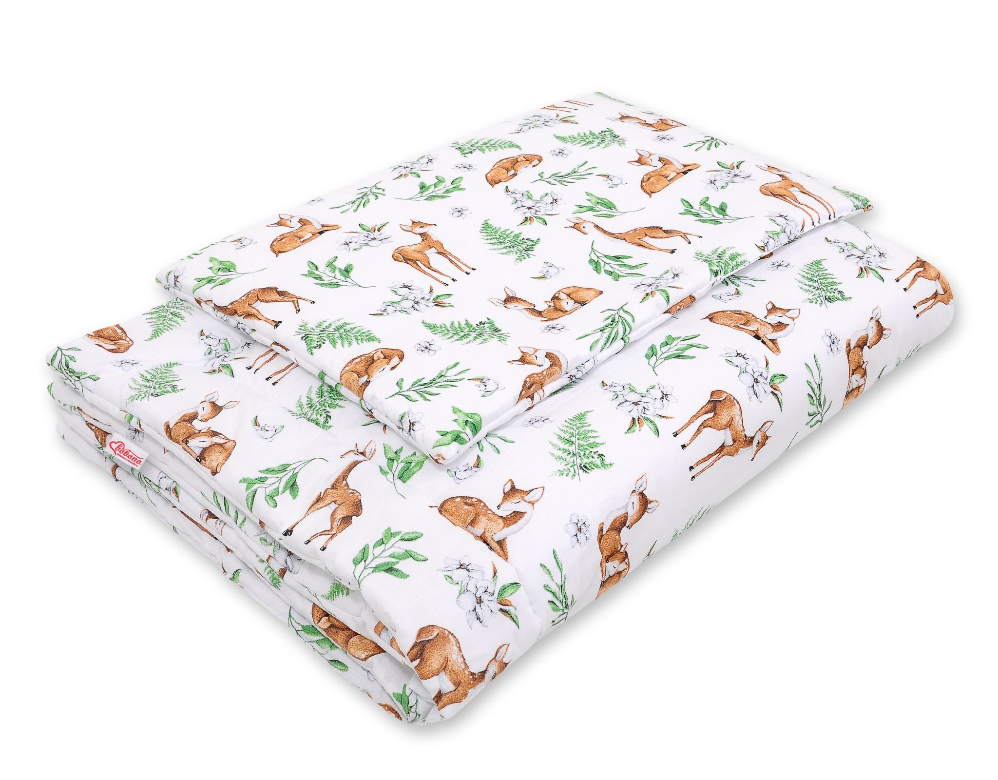 Bedding set 2-pcs with filling 135x100 cm - white deer