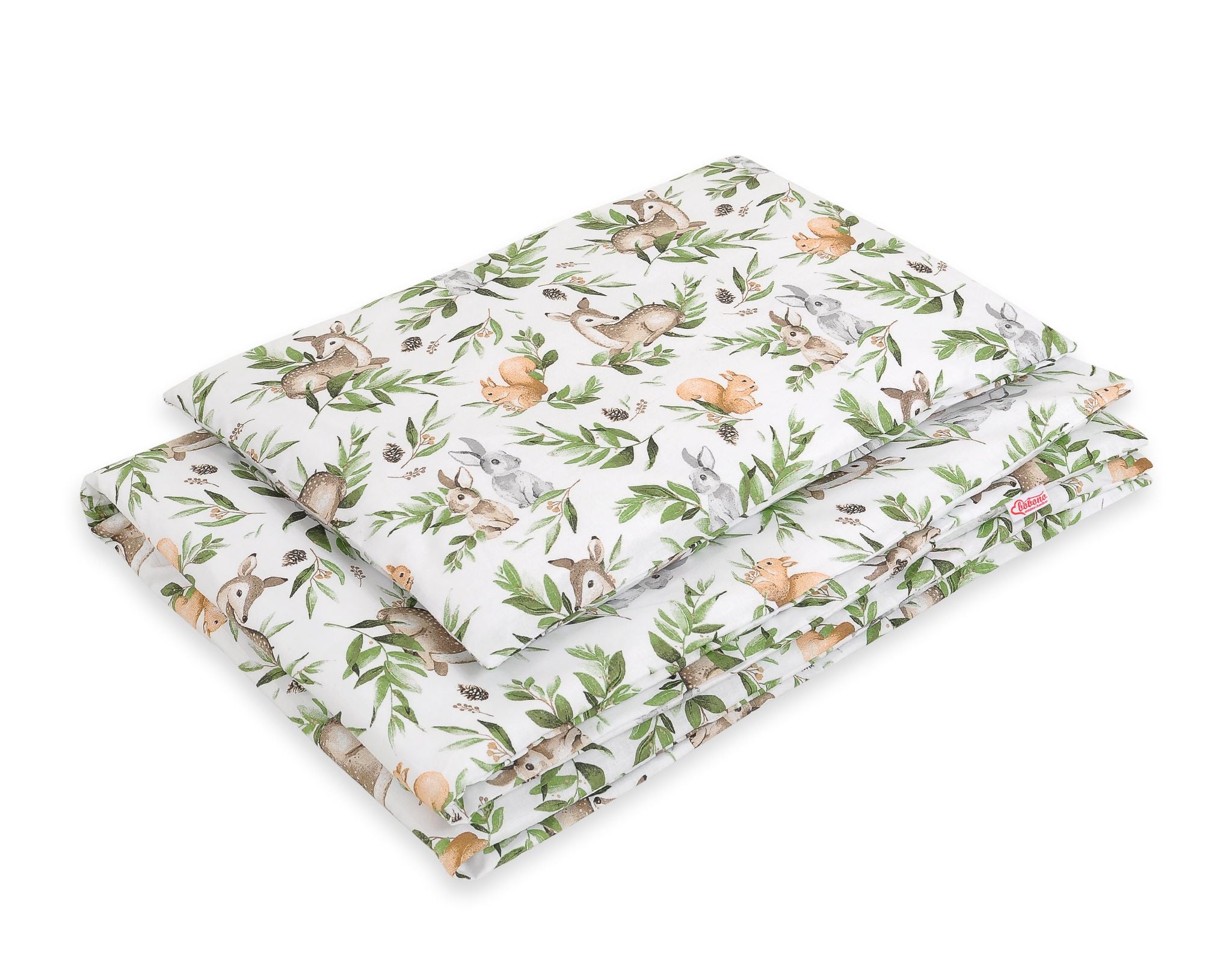 Baby cotton bedding set 2-pcs 120x90 cm- woodland green