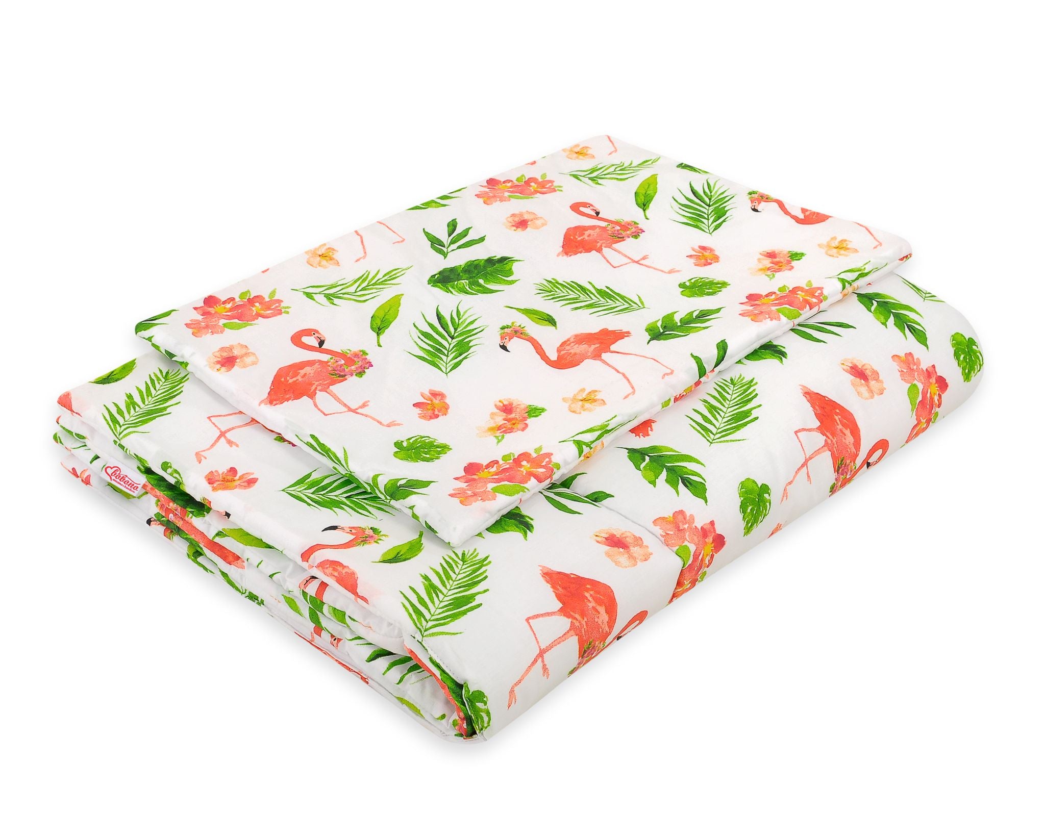 Bedding set 2-pcs with filling 135x100 cm - coral flamingos