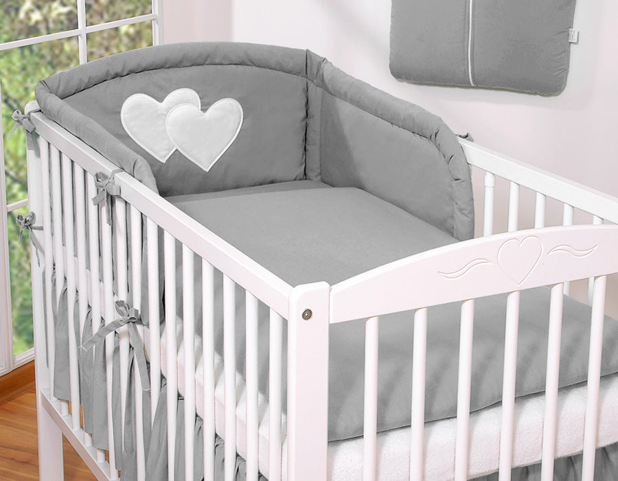 Bedding set 3-pcs 120x90 - Hanging Hearts anthracite